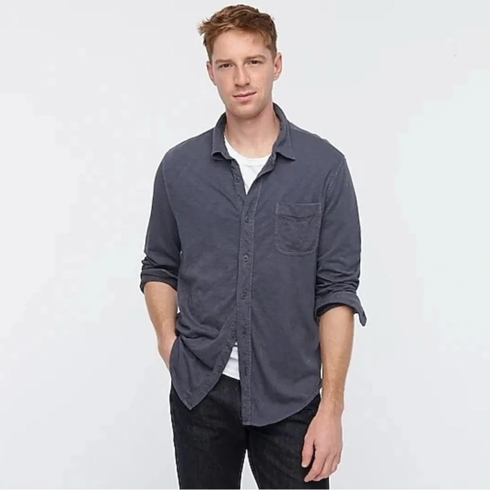 J.Crew Garment-Dyed Slub Cotton Shirt Men’s M Gray Button Down